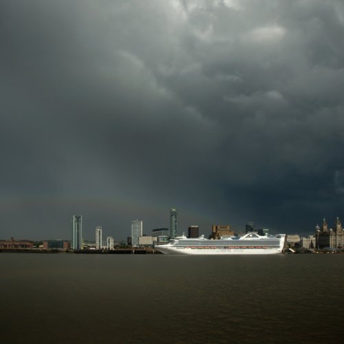 G121-208 Liverpool UNESCO World Heritage Site The biggest cruise ship to visit Liverpool tied up on the new berth - MS Vision of the Seas Guy Woodland 1989-2011